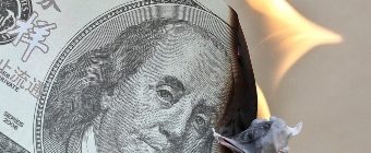 dollar bill burning