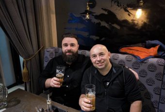 John and Mikey enjoying a beer
